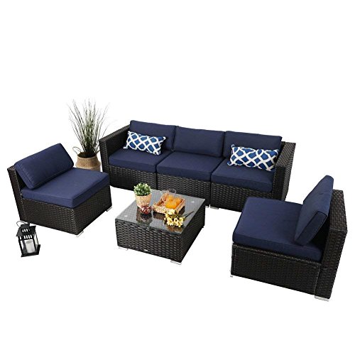 Amazon.com : PHI VILLA Outdoor Rattan Sectional Sofa ...