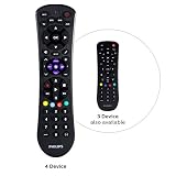 Philips Universal Remote Control for Samsung, Vizio, LG, Sony, Sharp, Roku, Apple TV, RCA, Panasonic, Smart TVs, Streaming Players, Blu-ray, DVD, Simple Setup, 4-Device, Black, SRP9243B/27