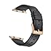 CINORS Leather Band Compatible/Replacement for Apple Watch 38mm 40mm Genuine Leather Black Bands Replacement Loop Strap with Rose Gold Buckle for iWatch Series 6 5 SE 4 3 2 1