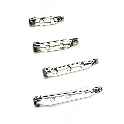Bar Pins Brooch Clasp Pin Backs Safety Pin 120 Pieces Silver for Name Tags, Badges (4 Sizes 20mm 25mm 32mm 38mm)