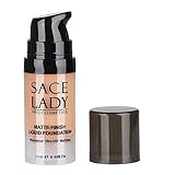 SACE LADY Matte Finish Liquid Foundation, Waterproof Ultra-HD Flawless Fluid Foundation 0.40Fl Oz