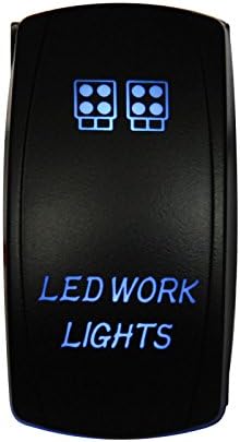 DJI4x4 LED Work Light Rocker Switch ON-OFF Laser Light Button Toggle Switch 5 Pins 20A 12V Blue LED Light