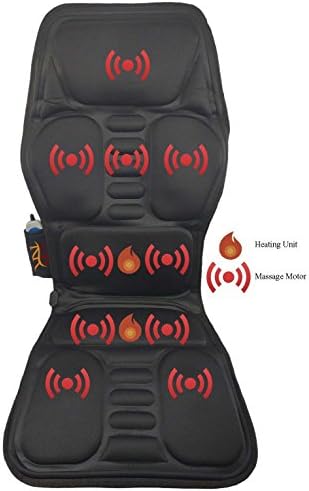 Knead Relief brand Massage Seat Cushion with 10 motor vibration and heat for neck-shoulder-back and thigh (Black color)