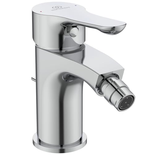 Ideal Standard Alpha Bidet Mixer, Spout Height 70 mm, Water-Saving Bidet Hand Shower with Waste Set, Easy Cleaning, Adjustable Spout – Chrome (50 x 145 x 131 mm)