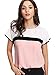 Romwe Women's Summer Triple Color Block Blouse Loose Fit Casual Teen Top Tshirt Pink L