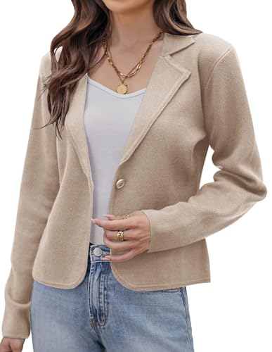 GRACE KARIN Womens Casual Blazers Open Front Long Sleeve Work Office Suit Jackets Blazer Knitwear Light Khaki S at Amazon