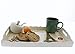 Wooden Food Serving Trays with Handles - Nesting Trays - Stackable - for Breakfast in Bed, Coffee Table, Parties, Hosting, & More - Elegant Paris Theme Print - White - 3 Piece Set - Sml, Med, Lg