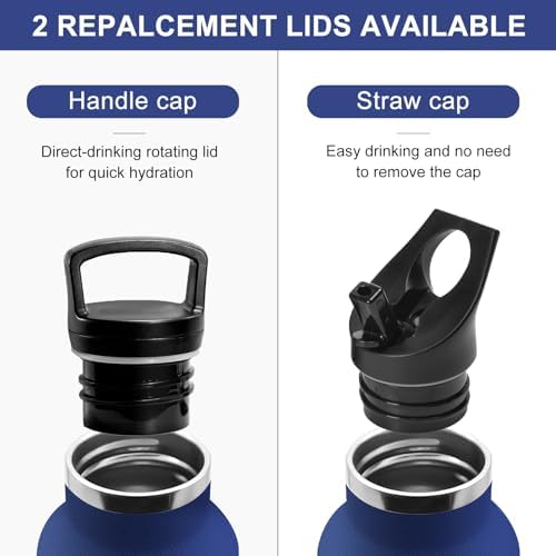 Botella Térmica 1L, Cantimplora Acero Inoxidable con Pajita, Doble Pared al Vacío, sin BPA, Antiderrame, Apta Refrescos, Reutilizable para Oficina, Camping, Trabajo, Escuela