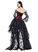 Kimring Women's Steampunk Victorian Elegant Off Shoulder Overbust Corset Dress Skirt Set With Lace Long Sleeves Black/Red Medium