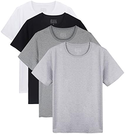 YUNICUS Men's Short Sleeve Plain Cotton T-Shirts (Pack Of 4) Black/White/Light Steel/Dark Grey X-Large