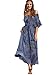 Milumia Women's Boho Off The Shoulder Swing Maxi Dress Navy Blue Large