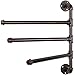 MyGift Wall Mounted Bathroom Towel Rack, Dark Coffee Metal Industrial Pipe Design Swivel 3 Bar Towel Rack