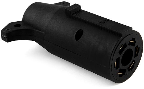 CURT 57260 7-Way RV Blade Vehicle-Side to 6-Way Round Trailer Wiring Adapter, Center Pin Auxiliary Power