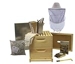 Bee Hive - 8 Frame Deluxe Beehive Starter Kit and Beekeeping Supplies - Perfect Hives for Beginners and Pros + FREE Lesson Book for New Beekeepers! Our Beekeeper Kits for Honey Bees are Easy-to-lift Wood Beehives with Quality Equipment - Boxes, Frames, Smoker, Fuel, Veil, Gloves Fitting Any Suit. QUALITY GUARANTEED or Your Money Back!