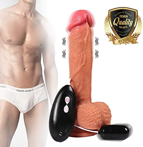 8.43 inch Silicone-Dîldɔ Female Relax Massage for Women Men with 10 Different Speed Rechargeable Waterproof Wireless Remote Control, Brown