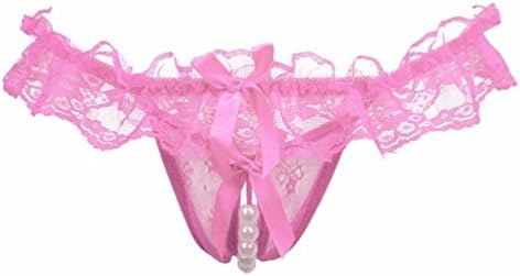 Ltrotted Women Girl Gauze Bowknot Beads Lace Panties Knicker Thong Lingerie Underwear