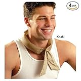 MiraCool Summer Heat Relief Cooling Neck Bandana Accessorie. Pack of 4 Bandanas, 4 Khaki - Reusable