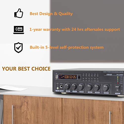 KEiiD Bluetooth (V5.0) Stereo Digital Amplifier Receiver RMS 2X 40W for