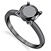 2 Carat Round Black Cubic Zirconia CZ Black Sterling Silver 925 Wedding Engagement Ring SZ 8