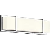 Kuzco Lighting Alberni 20" Vanity Light | Chrome Finish | Made of Aluminum, Steel and Acrylic | Rectangular Wall Light with F
