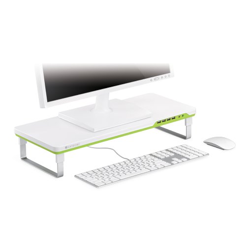Satechi F1 Smart Monitor Stand with 4 USB Ports and Headphone/Microphone Extension Ports – Compatible with 21.5-Inch iMac, MacBook Pro, MacBook, Dell, PC, Samsung and more (White)