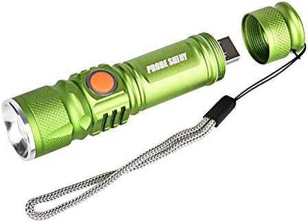 Vickyleb LED Tactical Flashlight,Mini USB Rechargeable Flashlights,High Powered and Zoomable Torch Light, Outdoor Water Resistant For Emergency Camping Hiking With Lithium Battery (Green)