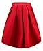Face N Face Women's High Waisted A line Street Skirt Skater Pleated Full Midi Skirt Medium Red
