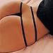 10AGIRL Women's Black Charming Thong Lingerie Lace G-String T-Back Panties Strappy Body Harness Panties (C-Black, Small)