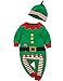 MowMee Baby Girls Boys Christmas Long Sleeve Striped Romper with a Hat (70(0-6M), Green)
