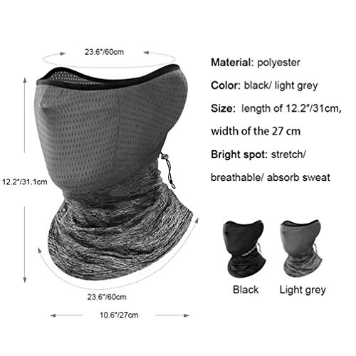 Neck Gaiter Face Mask Motorcycle Face Covering Cool Bandanas Breathable Lightweight, Ideal for Fishing Hiking Running Cycling Gray