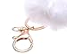Leegoal Novelty Rabbit Fur Ball Charm Key Chain for Car Key Ring or Bag (White)