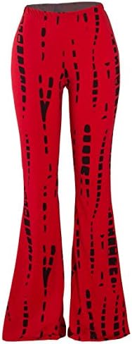 Sedrinuo Women's Bohemian Printed Bell Bottom Pants for Yoga Casual Wear (Large(US8), Red Mixed)