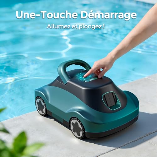 Pool Robot, Wireless Pool Vacuum Cleaner, 180 Min Autonomy, Powerful Suction, Intelligent Navigation, Ultra-Fine Filtration, Self-Parking, Wireless Pool Robot for Above Ground Pools 200 m²