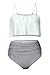 Byoauo Womens High Waist Bikini Swimsuits Two Piece Thin Shoulder Straps Plus Size Swimwear (M, White)