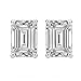 14k Gold Butterfly Backings & Sterling Silver Basket Settings Emerald Cut Cubic Zirconia Stud Earrings 4.00ctw