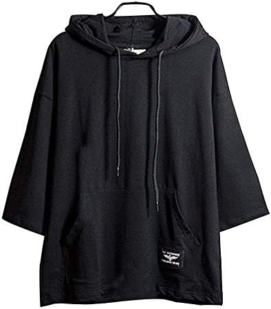 Kiden 夏服 Tシャツ メンズ 服 半袖 無地 七分袖 パーカー おしゃれ 大きいサイズ カットソートップス スポーツ フード付き インナー ゆったり カジュアル プルオーバー 春 夏 秋 通学
