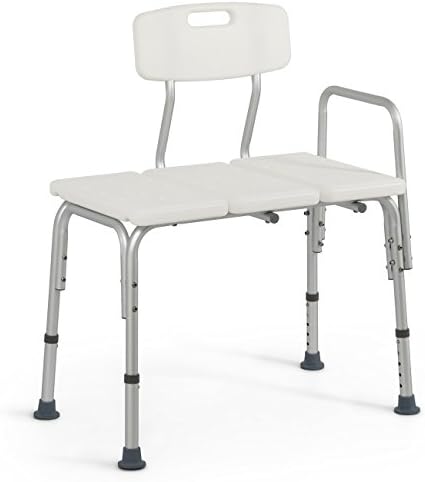 Onebigoutlet© Medical Deluxe Bath Chair Transfer Bench with 3 Position Backrest, White