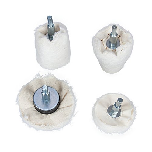 Sadzero Buffing Polishing Wheel For Drill, 4Pcs White Flannelette Polishing Wheel Cone/Column/Mushroom/T-shaped Wheel Grinding Head With 1/4" Handle For Metal Aluminum,Stainless Steel,Chrome,Jewelry. - Thumbnail 5