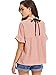 SheIn Women's Cute Embroidered Sheer Neck Ruffle Cuff Collared Blouse Small Pink