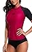 Anwell Womens UV Protection Short Raglan Sleeve Rash Guard UPF50+ Swim Shirt