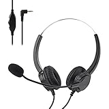 2.5mm Jack Call Center Headset, BizoeRade Noise Cancelling Binaural Headphone with Mic and Cable for Office Office DECT Phone,Most Cordless Phones