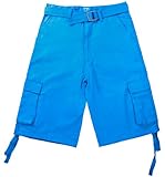 North 15 Men's Belted Crafted Cargo Pockets Twill Cotton Shorts