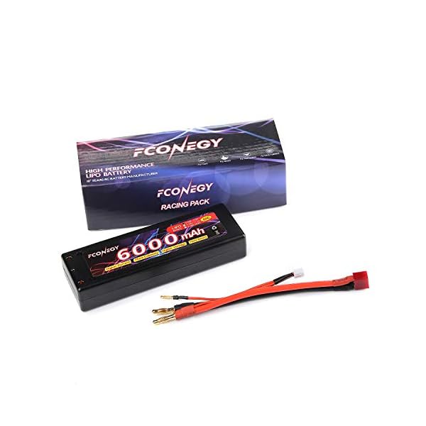 FCONEGY 2S Lipo Akku 7.4V 6000mAh 60C RC LiPo Batterie Wiederaufladbar Lithium Batterien mit 4mm Kugel Deans T Stecker…