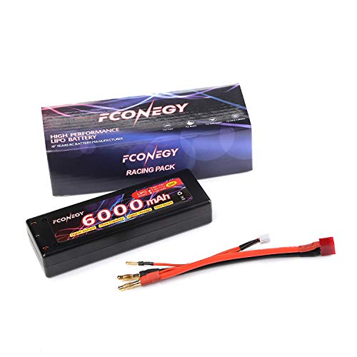 FCONEGY 2S Lipo Akku 7.4V 6000mAh 60C RC LiPo Batterie Wiederaufladbar Lithium Batterien mit 4mm Kugel Deans T Stecker…