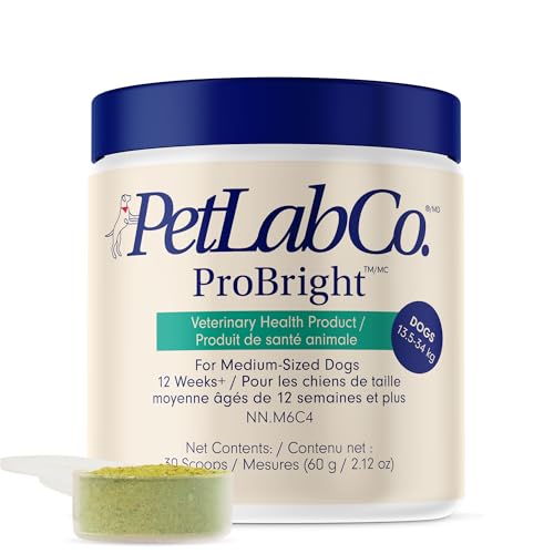 PetLab Co. ProBright Dental Powder - Dog Breath Freshener - Teeth Cleaning Made Easy – Targets Tartar & Bad Breath - Formulated for Medium Size Dogs