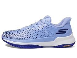 Skechers Women's Viper Court Elite, Light/Blue, 10