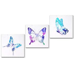 3 Panel Canvas Wall Art Beautiful Butterfly Pictures Home Wall Decorations for Bedroom Living Room Paintings Canvas Prints Framed - 12"x12"x3 Panels