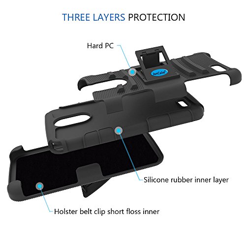 image for LG Stylo 3 Holster Case, LG Stylo 3 Plus Belt Clip, JanCalm [Shock Abs