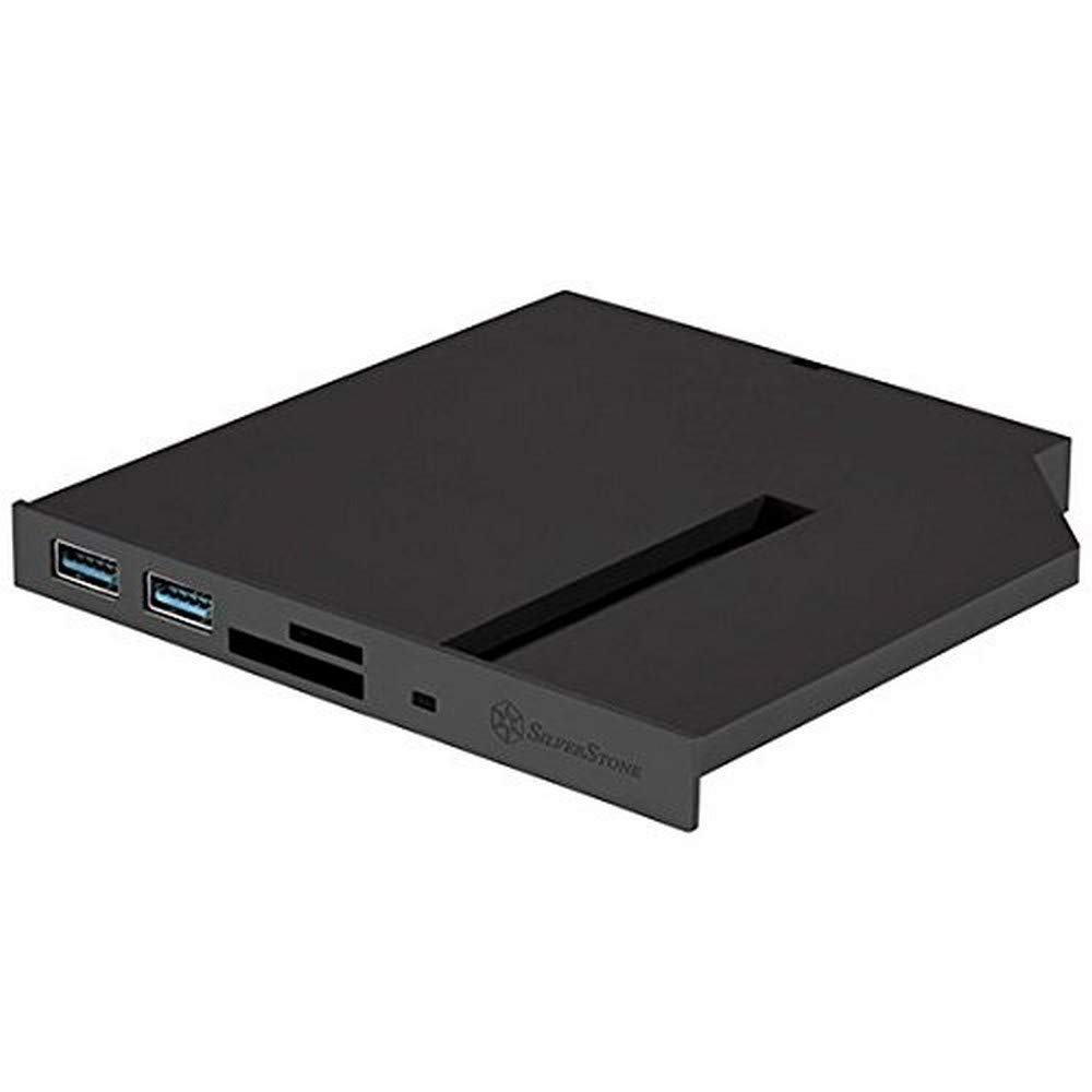 SilverStone SST-FPS01 - 12.7mm Tray Loading Slim Optical Bay with 2x USB3.0, Card Reader, M.2 SATA type SSD Slot