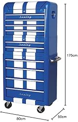 Sealey AP28COMBO2BWS 10 Drawer Retro Topchest Rollcab Combo Blue White Stripes view 3